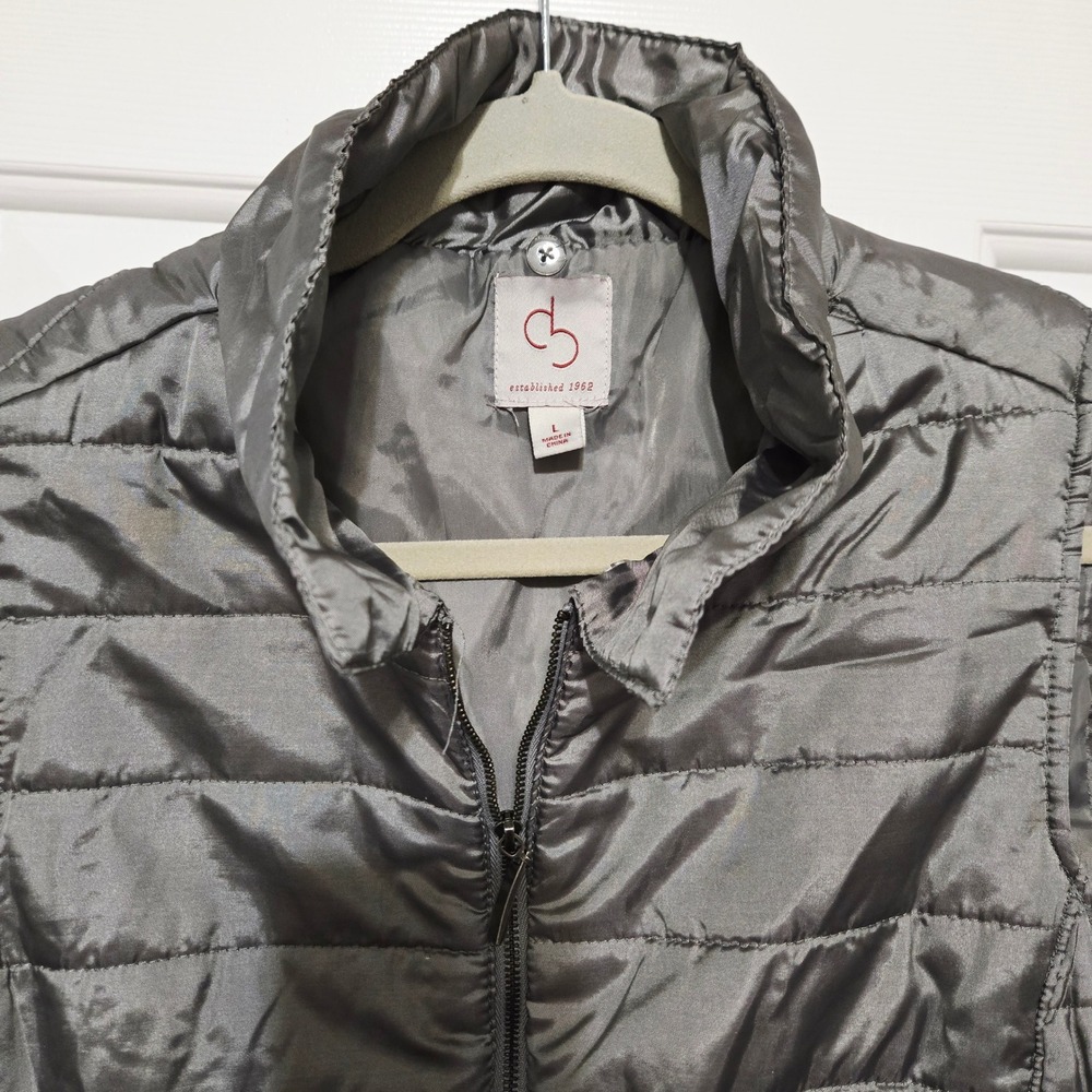 Sportswear Gray Quilted Puffer Vest Size L Full‎ Zip Collared Lightweight